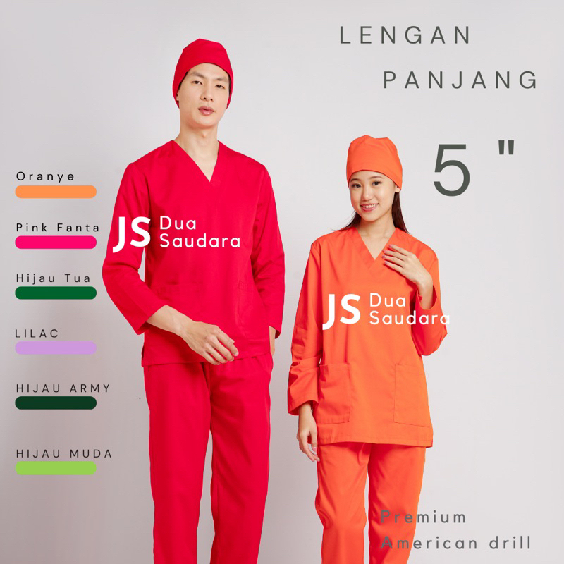 [ WARNA BARU VOL.5 ] LENGAN PANJANG  BAJU OK  | SERAGAM OK LENGAN PANJANG | BAJU JAGA | BAJU PERAWAT OK | SERAGAM JAGA merk DUA SAUDARA / baju perawat / baju medis / baju dokter / baju operasi / baju jaga igd : baju perawat / seragam apd / seragam vaksin