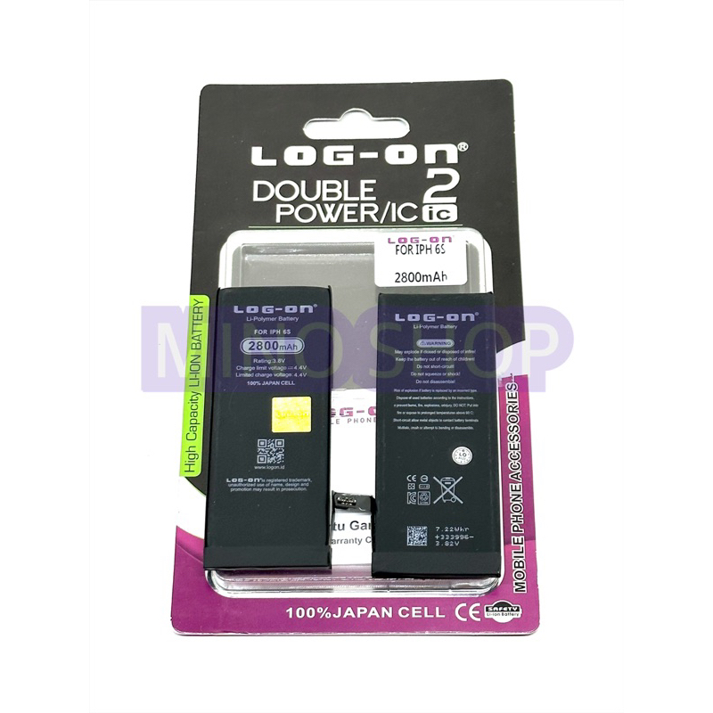 BATERAI LOG ON IP 6S - DOUBLE POWER LOG ON BATRE BATERRY