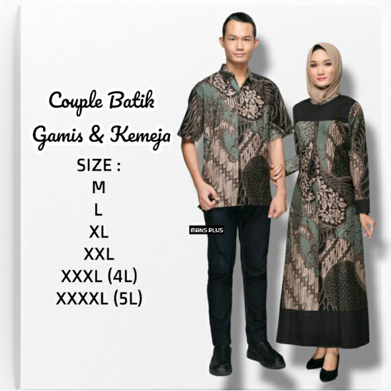 Couple Batik Pasangan Gamis Jumbo Modern 4L-5L Sarimbit Keluarga Longdress Maxi Big Size XXXL LRG-Hj