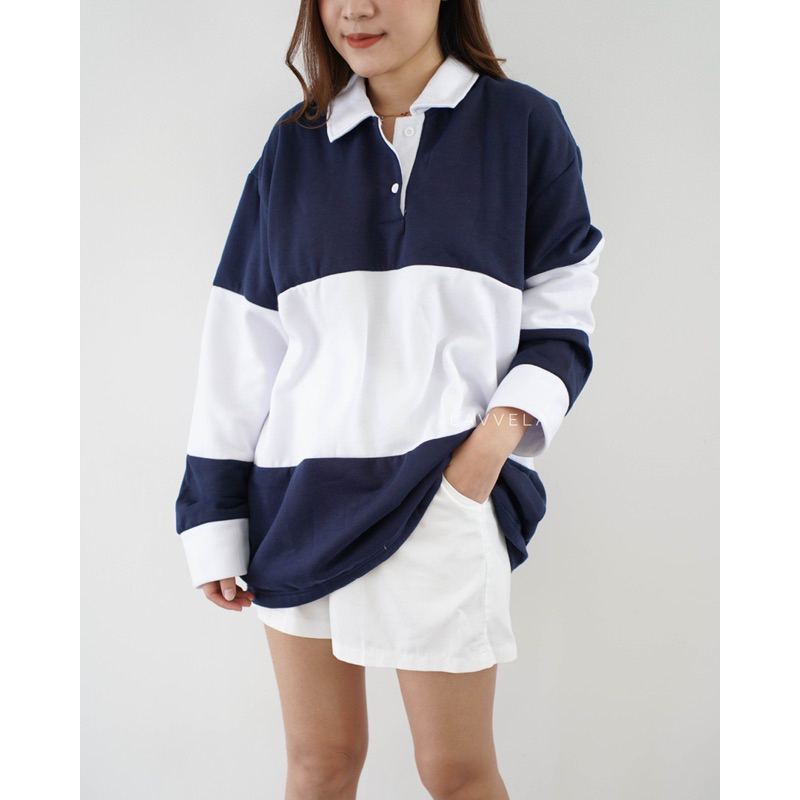 GLADYS SWEATER OVERSIZE | SWEATER RUGBY | SWEATER GARIS | SWEATER FLEECE | HOODIE | SWEATER KERAH | LAVVELA