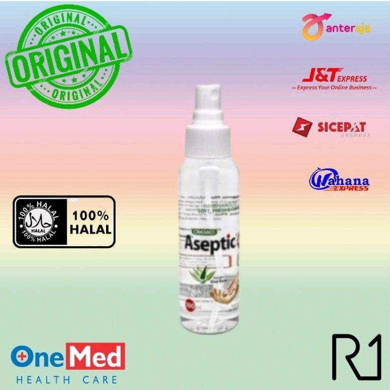 Onemed aseptic plus alloevera spray cair 100ml | Hand sanitizer cair spray aloevera onemed 100ml