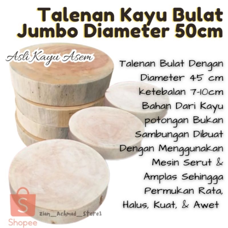 Talenan kayu jumbo diameter 50cm  asli kayu asem