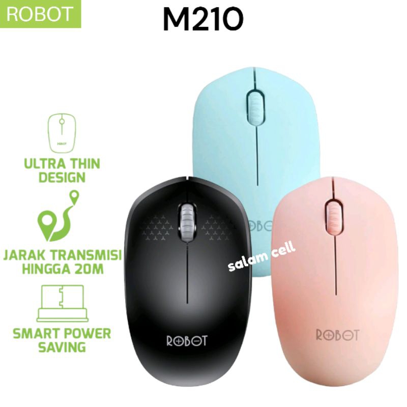 Mouse Wireless Robot M210 2.4G Mouse Bluetooth Original Garansi Resmi