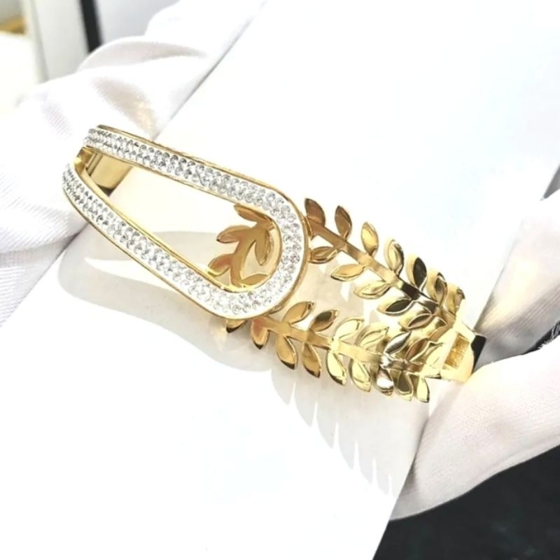 Gelang Titanium Asli Motif CH Premium Quality Anti karat anti alergi Stainless steel branded band Silver G004