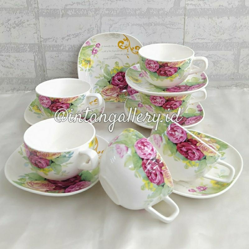 Cangkir Capodimonte set 6 Bunga