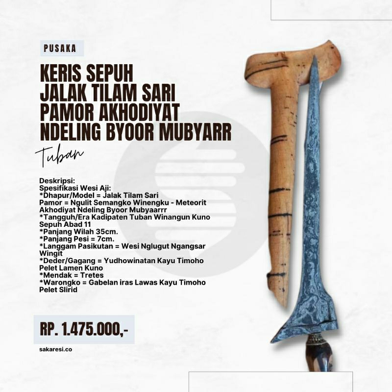Sepuh Tua Kuno Langka Antik Lawas Keris Jalak Tilam Sari Pamor Wingit