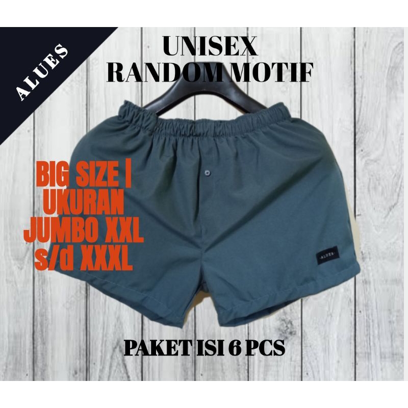 Paket Isi 6 Pcs BOXER BIG SIZE/BOXER UKURAN JUMBO/BOXER UNISEX/BOXER PRIA WANITA