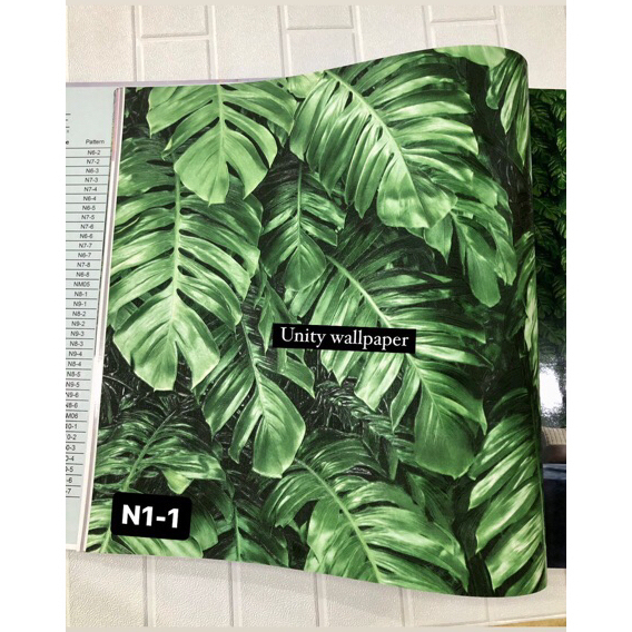 WALLPAPER DINDING MOTIF DAUN 3D MODERN NOTABENE