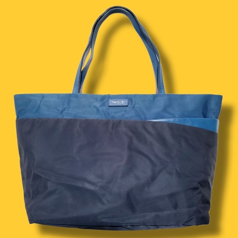 AGNIS B VOYAGE Tote Bag Shoulder Bag Tas Jinjing Wanita Navy Nylon