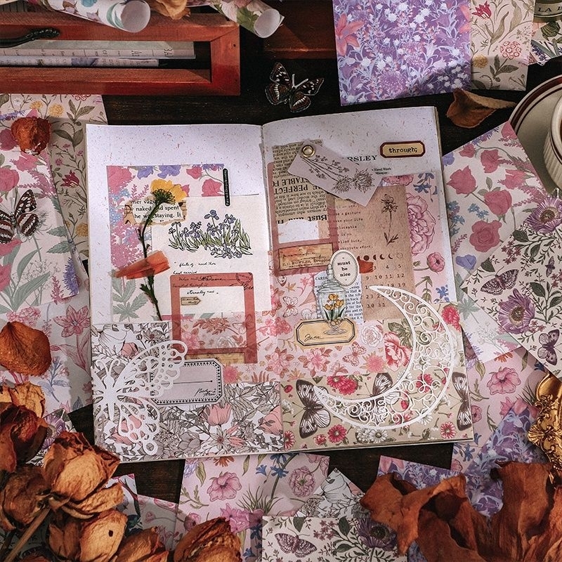 

10pcs floral vintage cute memo paper untuk scrapbook dan journal