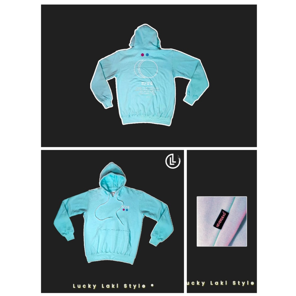 Never Dead Sweater Hodie Original SWEATER HODIE PULLOVER CALLIGRAPH PRINTING LIGHT BLUE