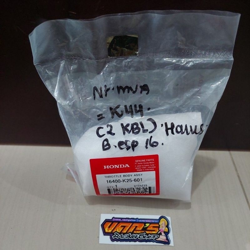THROTTLE BODY ASSY BEAT FI ESP 2016 SCOOPY FI ESP STATAR HALUS ASLI HONDA 16400K25601