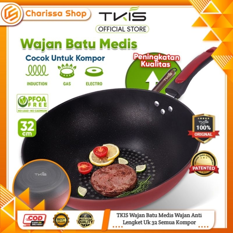 TKIS Wajan Batu Medis Wajan Anti Lengket Uk 32 Semua Kompor
