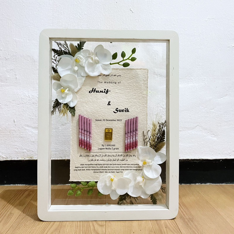 Mahar Pernikahan Anggrek Frame Kayu Akrilik