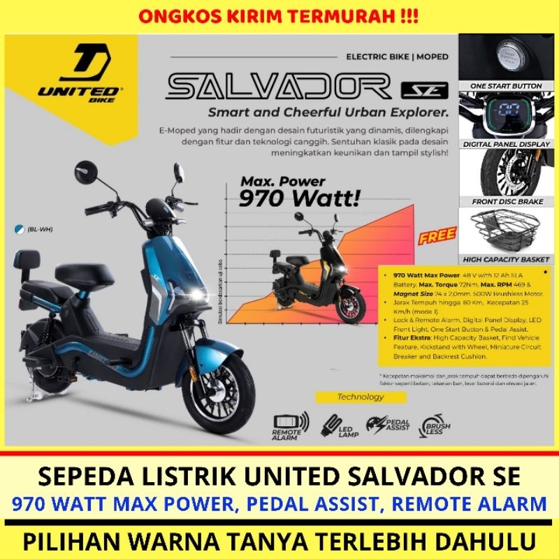 Sepeda Listrik United Salvador SE 500 watt Electric Bike - Motor Listrik Murah