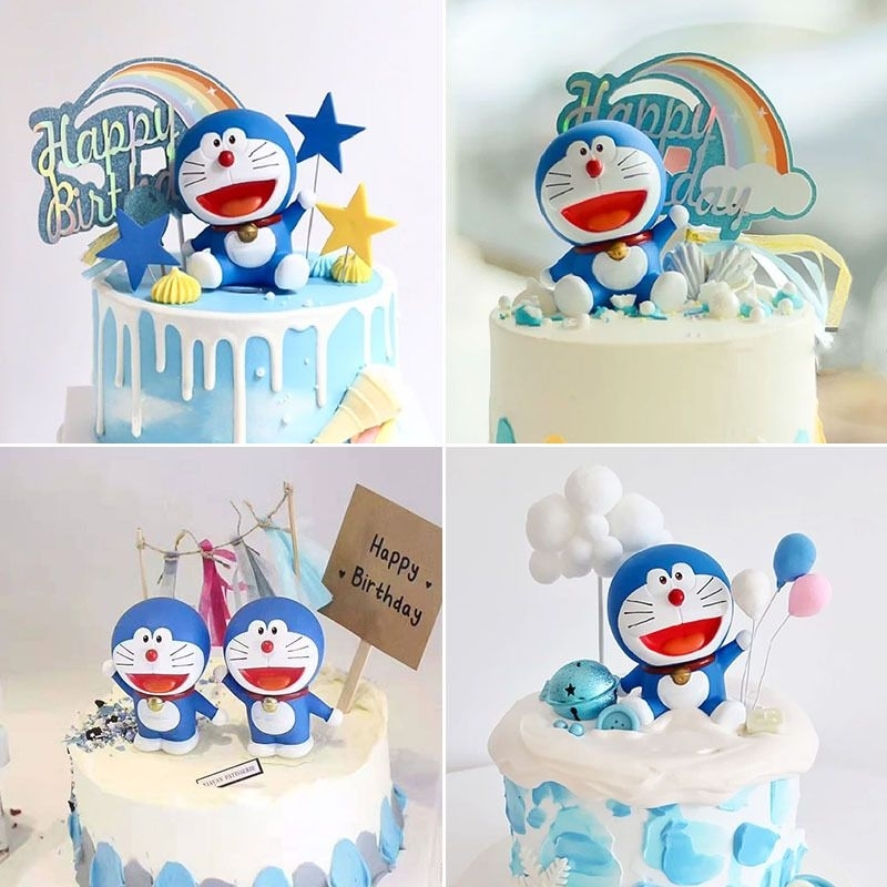 Cake Topper Doraemon Set 2Pcs/Figure Doraemon/Kue Anak/Hiasan Doraemon