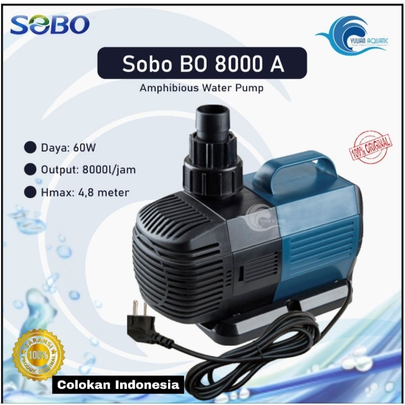 Pompa Kolam Sobo BO 8000 A Colokan Indonesia Amfibi Pump Original