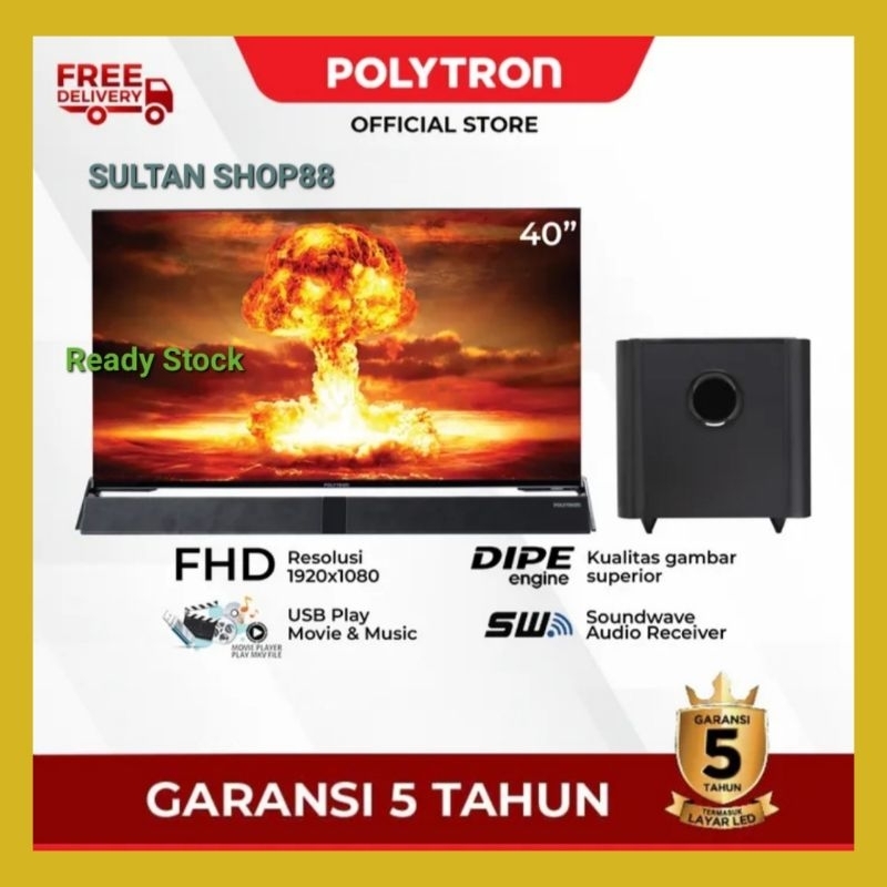 POLYTRON LED TV PLD40BV8958 40 INCH DIGITAL CINEMAX SOUNDBAR