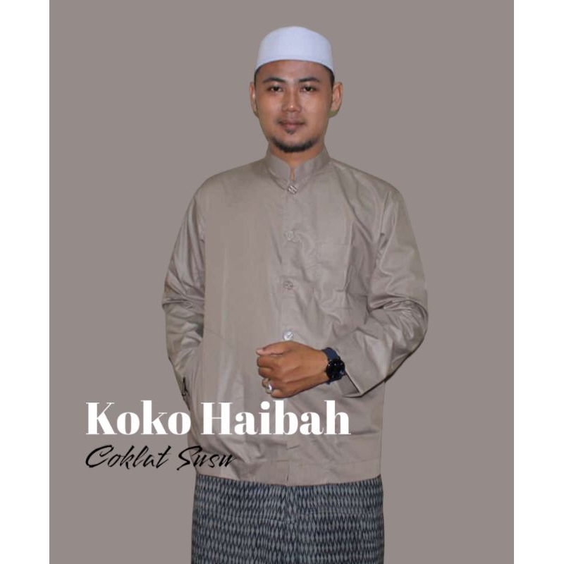 Baju Muslim Premium Pria Dewasa Koko Haibah Mewah Merek As shahih Lengan Panjang Saku Samping Baju M