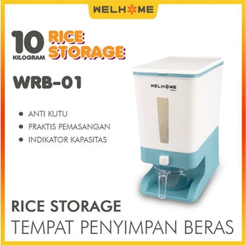 WELHOME RICE STORAGE WRB 01 / TEMPAT PENYIMPANAN BERAS WELHOME WRB-01 KAPASITAS 10KG