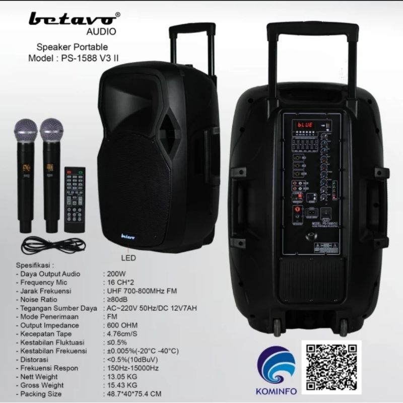 Speaker karaoke betavo 15 inch original Ps1588 v3 portable aktiv ps 1588