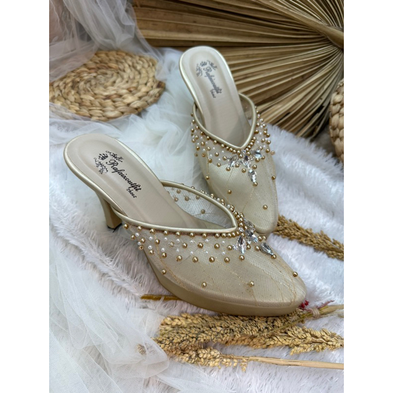 sepatu Yohanda wedding wanita gold 9cm lancip