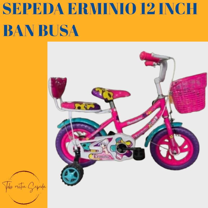 Sepeda Anak ERMINIO 12 inch BARBIE Ban Busa