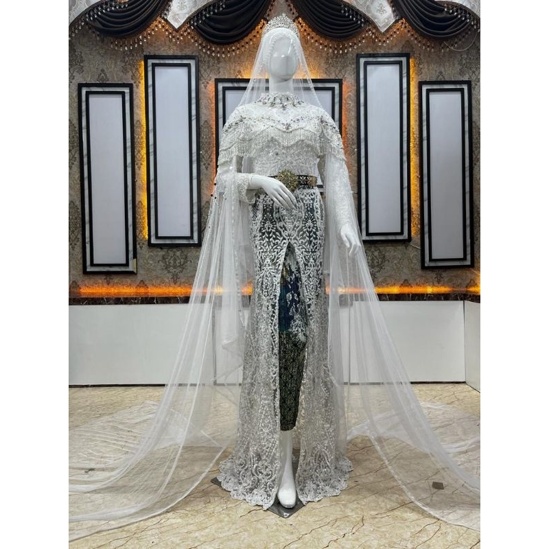 KEBAYA AKAD ELISAP FULL PAYET/KEBAYA JUBAH/KEBAYA MODREN/GAUN PENGANTEN/KEBAYA TERBARU/STELAN AKAD