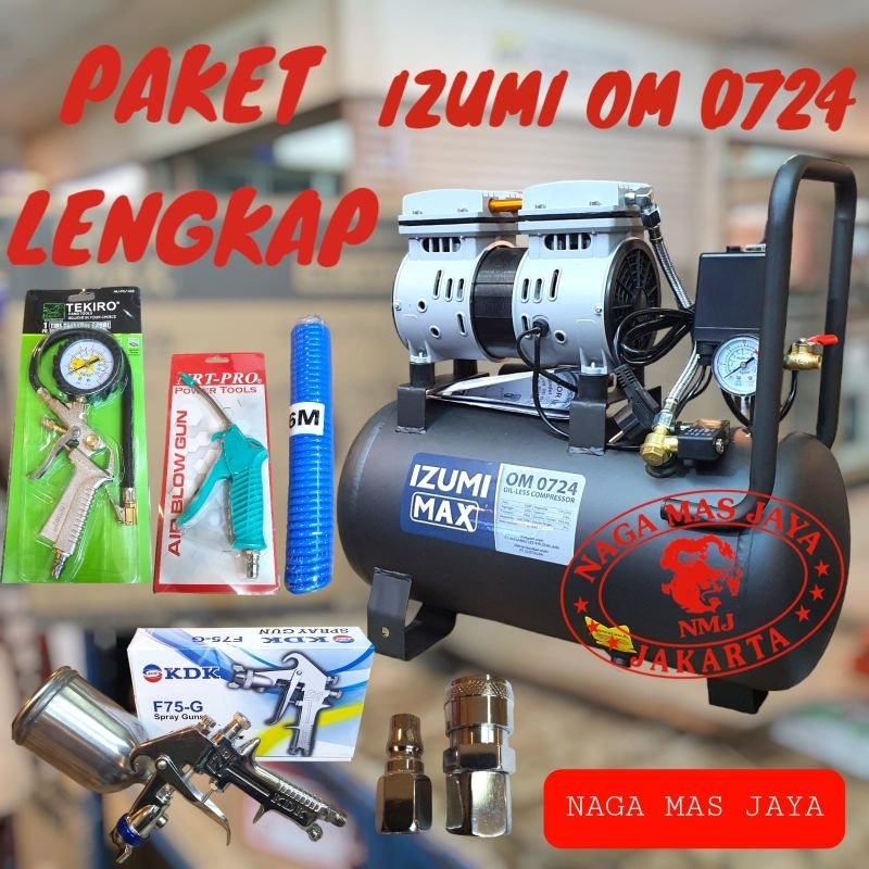 MESIN KOMPRESOR ANGIN OILLESS IZUMI MAX OM 0724 / AIR COMPRESOR OIL LESS IZUMI MAX OM0724 / IZUMI MA