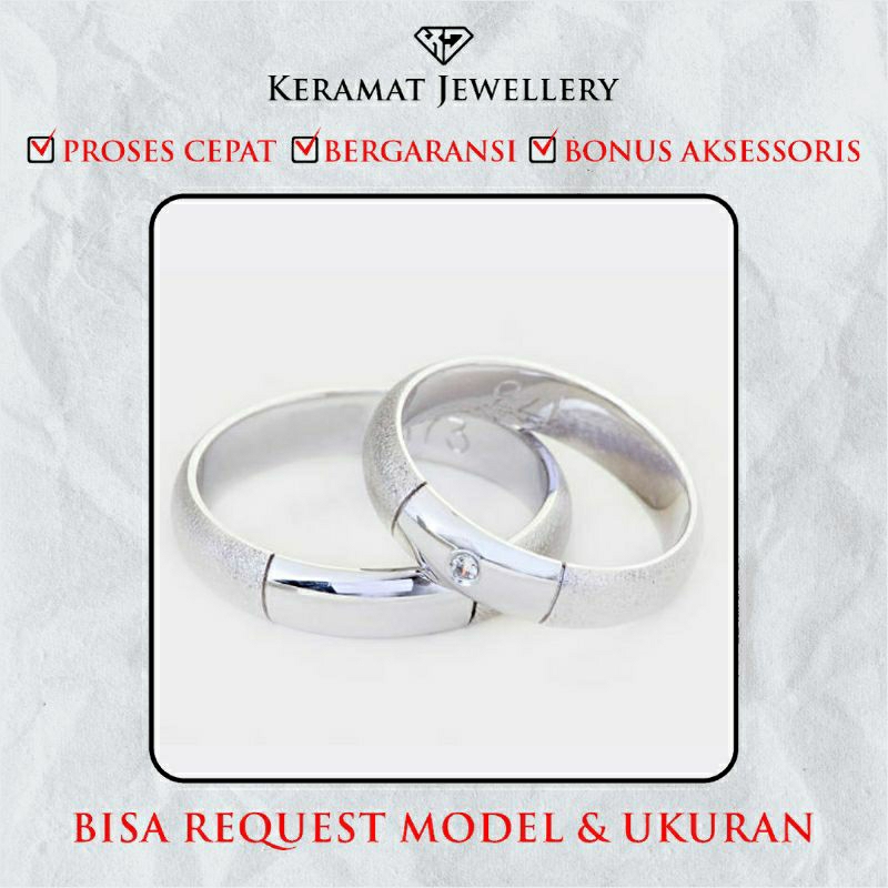 Bonus Gratis Ukir Nama Garansi Perak Murni 99%  Bisa Pesan Model Cincin Custom Couple Perak Kawin Ni