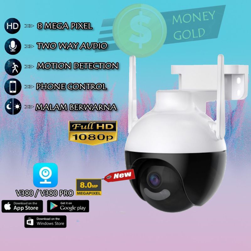 NEW IP CAM V380PRO 8.0MP WIFI CAMERA CCTV OUTDOOR FULL HD 1080P COLOR NIGHT VISIONT