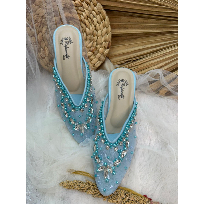 sepatu wanita amirra babyblue 3cm kaca