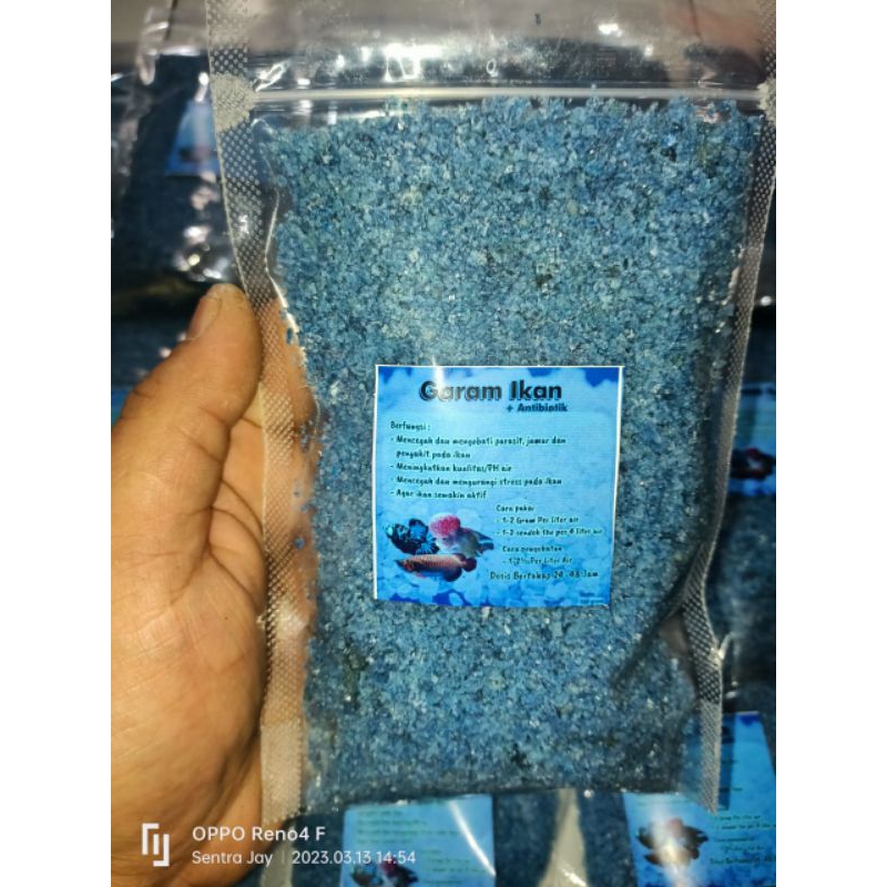 Garam Ikan Blue + Anti Biotik // Obat Luka &  jamur(Untuk ikan Chana , Cupang,louhan, arwana,guppy &