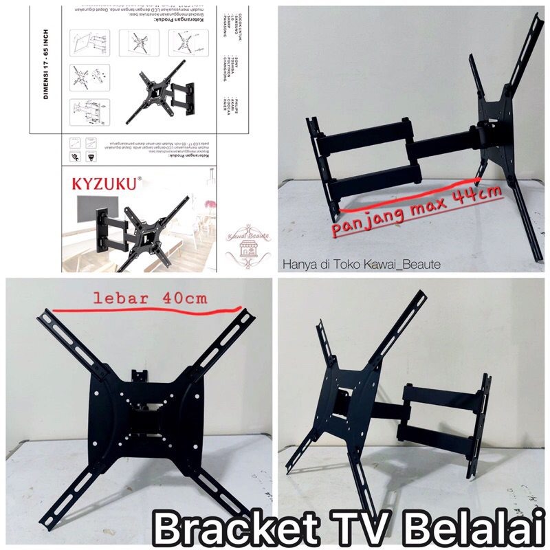 Bracket TV Kyzuku Swing (Model Belalai) 17” - 65” Isi 6 pcs/ctn