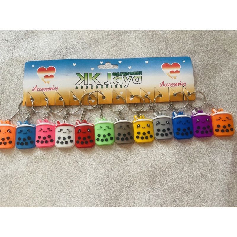 Gantungan Kunci Minuman Boba Karakter Mini Bahan Silikon Model Gepeng Warna warni Murah Lucu / Miniatur Snack / Ganci Gantungan Kunci Snack Souvenir