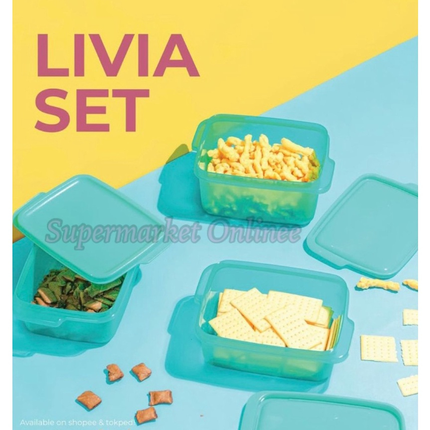 Toples Kotak Makanan Sealware Livia Set isi 3pcs Box Kulkas Serbaguna Lunch Box Wadah Sayur 1000ml &amp; 1400ml