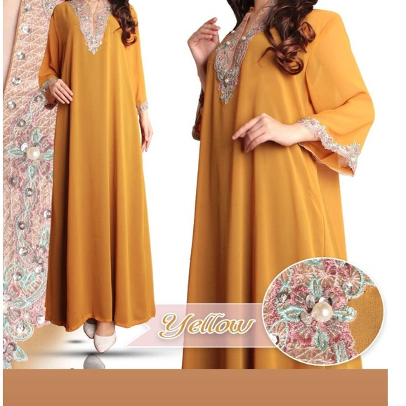 KIYOWO-Kaftan Payet  Modern Gamis Bordir Real Pict Original Abaya