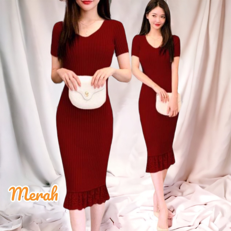 Dres Duyung Rajut Elastis Lengan Pendek