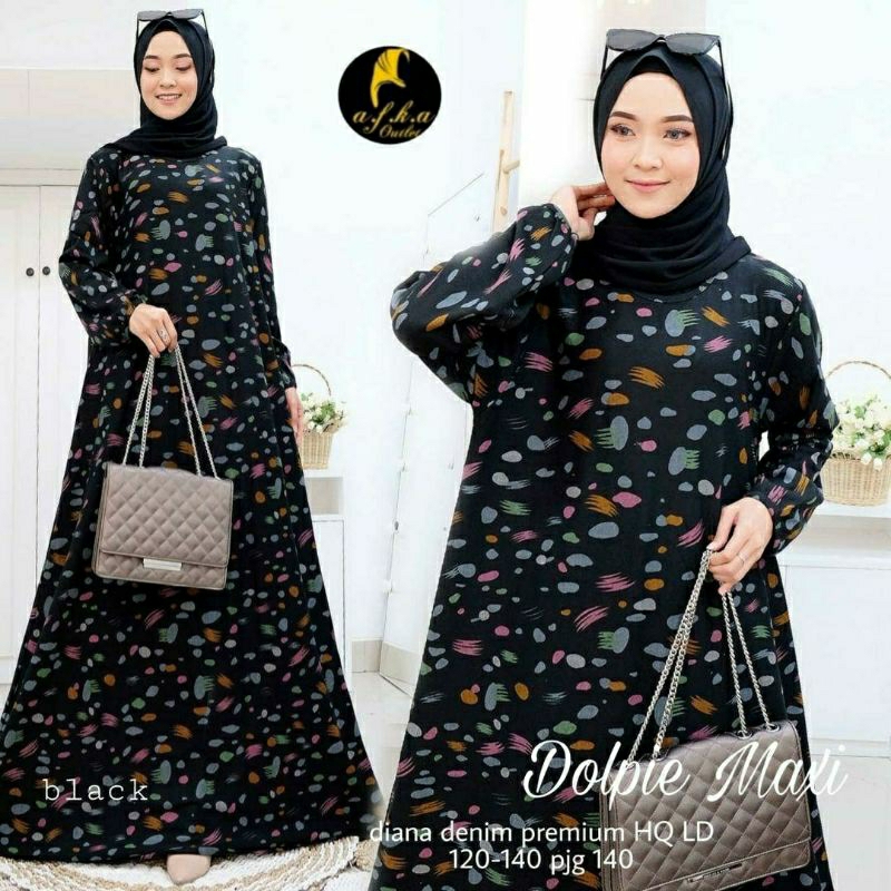 Dolpie Maxi, MAXI DRESS/GAMIS JUMBO WANITA CANTIK BAHAN DIANA DENIM PREMIUMD 120-140 TERJUMBO OOTD KEKINIAN TERLARIS