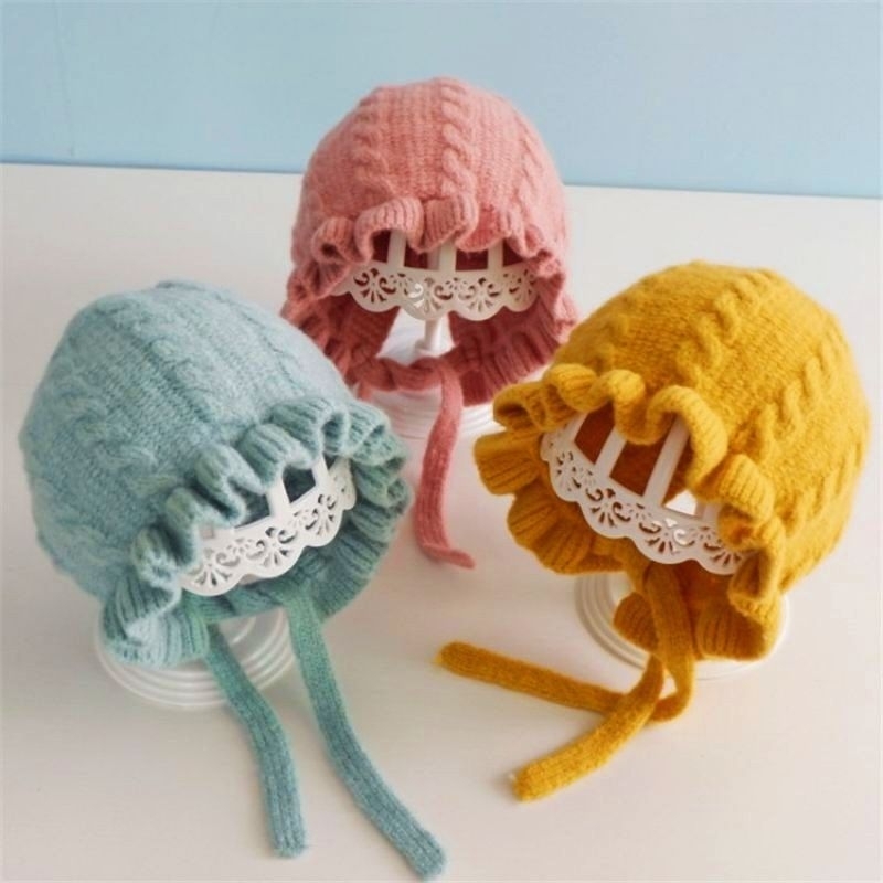 Datzy Topi  Bonet Bayi 0-3 tahun - Topi Rajut Salur Bayi