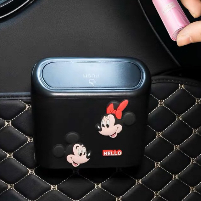 tempat sampah mobil mickey minnie Tempat Sampah Mobil - Kotak Penyimpanan Mobil Serbaguna - Car Trash Can Garbage Bin Car Storage Box