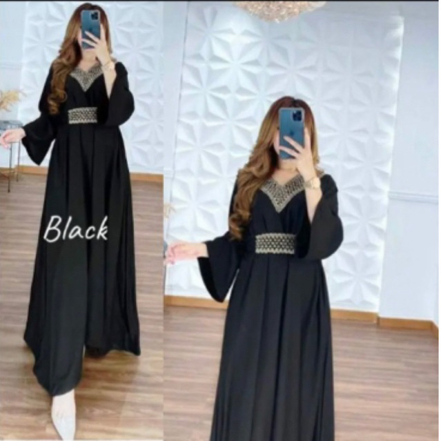 GAMIS KAFTAN TSAMIRA-GAMIS TERBARU LEBARAN 2023-GAMIS ARAB HITAM