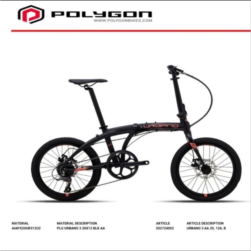 Sepeda Lipat 20 Polygon Urbano 3.0 3 Tiga