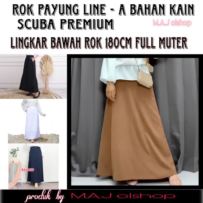 Termurah  Rok Panjang Model Jodda A line Scuba uk.dewasa Rok Kerja Wanita Panjang