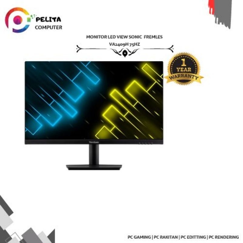 Monitor LED ViewSonic VA2409H 23.6&quot; 75Hz Full HD HDMI VGA VA2409-H