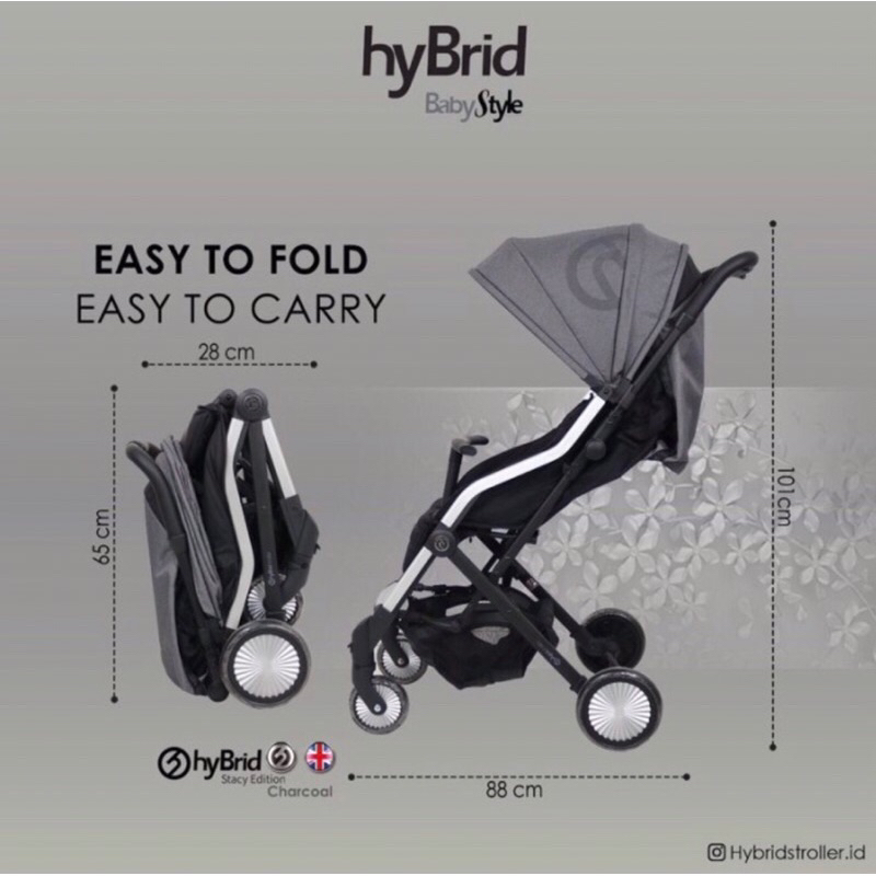 Stroller Hybrid Stacy Charcoal Cabin Size (PRELOVED)