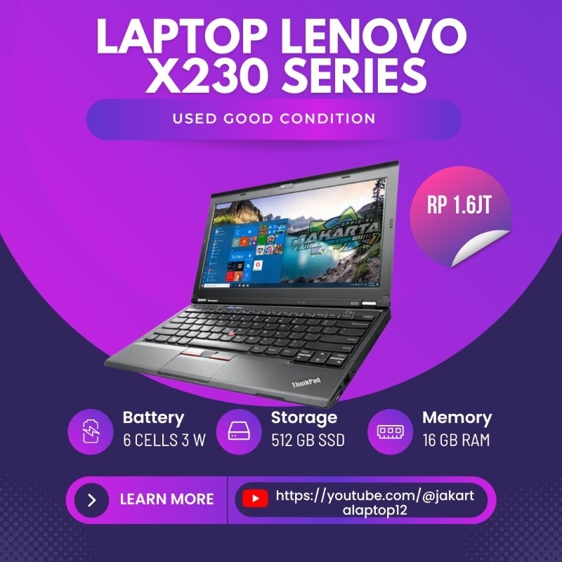 LAPTOP LENOVO THINKPAD X230 GEN3 CORE i5 | RAM 16GB | SSD 1 TB | MULUS MURAH BERGARANSI