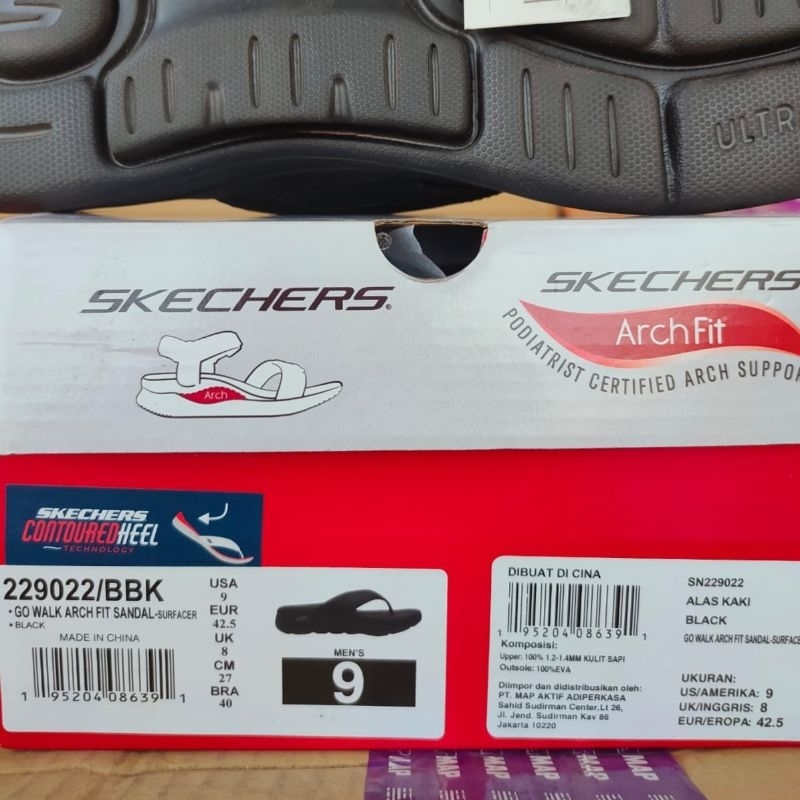 Skechers Go Walk Arch Fit Sandal Surfacer 229022/BBK Black Sendal Pria Original