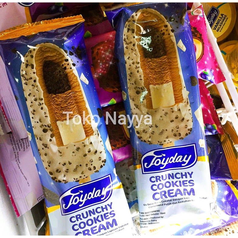 Es Krim Joyday Crunchy Cookies Cream -Es Susu Cokelat Compound Biskuit