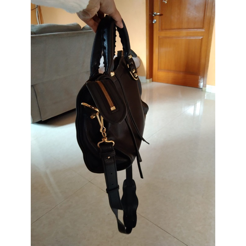 TAS BLNCG BALEN METALLIC EDGE CITY MEDIUM BLACK TEXTURED GHW BAG WITH Box